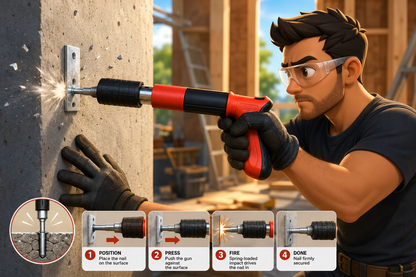 Power Nail Gun – Heavy-Duty Manual Steel Nail Driver for Concrete, Brick & Wood.